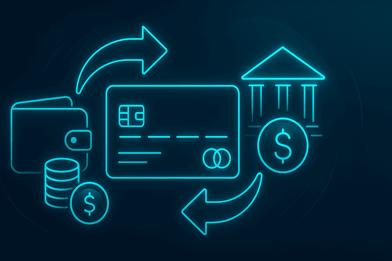 Écran récapitulatif pour dépôts et retraits dans le compte