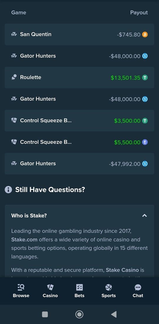 Tables live dans l'app Neon54 Casino